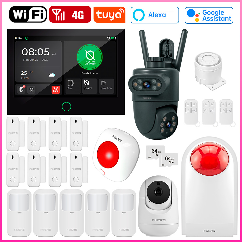 Home Security And Camera Systems - FUERS 7 Inch Screen 4G LTE