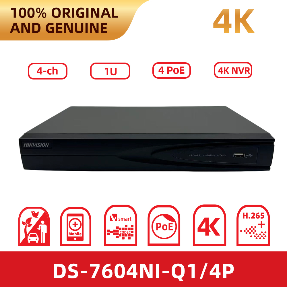 Home Security Hikvision - Original Hikvision DS-7604NI-Q1/4P 4Channel Poe Nvr