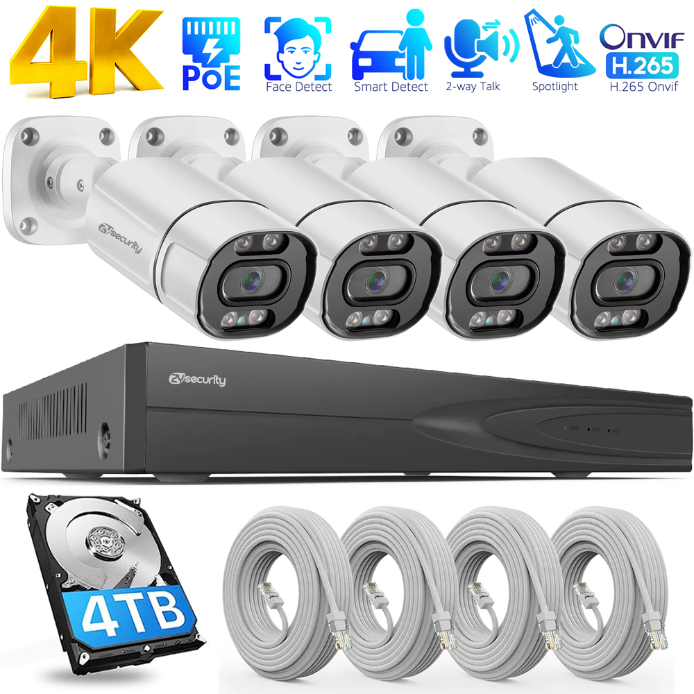 Home Security And Camera Systems - 4K PoE Security Camera System 4CH